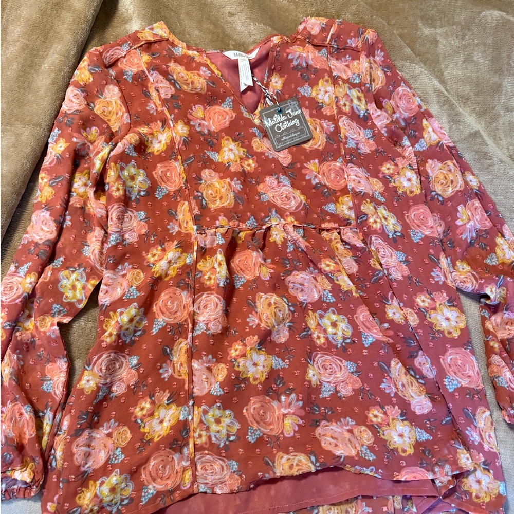 Matilda Jane Floral Blouse - Rust and Yellow
